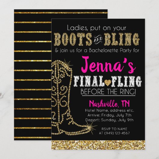 Laarzen en Bling Country Western Nashville Feestje Kaart (Voorkant / Achterkant)