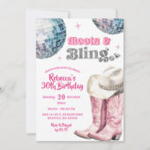 Laarzen en Bling Silver Cowgirl Verjaardagsmeisje Kaart (Voorkant)