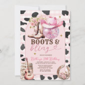 Laarzen en Bling Skin Cowgirl Westerne verjaardag Kaart (Voorkant)