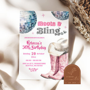 Laarzen en Bling Zilveren Cowgirl Verjaardagsmeisj Kaart