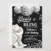 Laarzen en Bling Zilveren Verjaardagsfeest Kaart (Voorkant)
