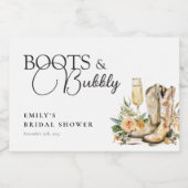 Laarzen en Bruis Western Bruiloftsfeest Sparkling Wijnetiket (Enkel label)