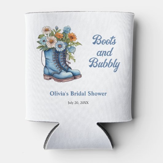 Laarzen en Bruisend Blauwe Westerse Bruidsdouche Blikjeskoeler (Voorkant)