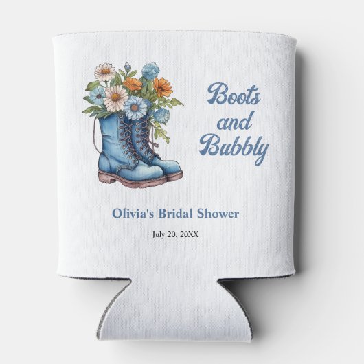 Laarzen en Bruisend Blauwe Westerse Bruidsdouche  Blikjeskoeler (Achterkant)