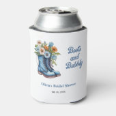 Laarzen en Bruisend Blauwe Westerse Bruidsdouche  Blikjeskoeler (Blikje Achterkant)