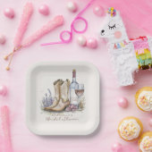 Laarzen en Bruisend Bloem Bruidsfeest Papieren Bordje (Feest)