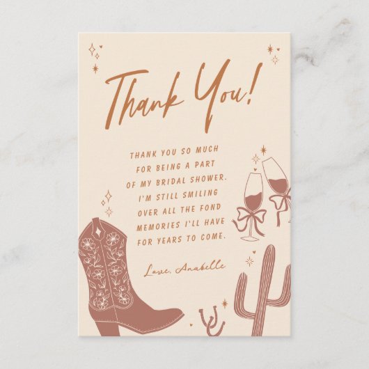 Laarzen en Bruisende Bruidsfeest Bedankkaart (Voorkant)