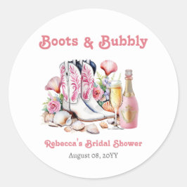 Laarzen en Bruisende Kust Cowgirl Bruidsfeestje Ronde Sticker