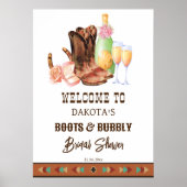 Laarzen en bruisende western cowgirl brunch welkom poster (Voorkant)