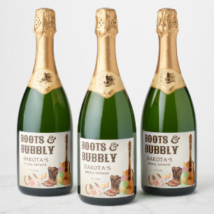 Laarzen en bruisende western rodeo cowgirl brunch sparkling wijnetiket