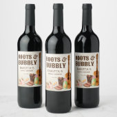 Laarzen en bruisende western rodeo cowgirl brunch  wijn etiket (Flessen)