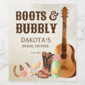 Laarzen en bruisende western rodeo cowgirl brunch  wijn etiket (Enkel label)