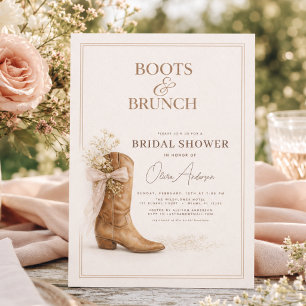 Laarzen en Brunch Bloemenslinger Bruidsfeest Kaart