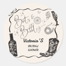Laarzen en bubbel Champagne Western Bruidsmeisjesf Ronde Sticker