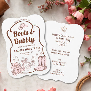 Laarzen En Bubbel Cowgirl Bruiloftsborrel Hand Get Kaart