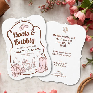 Laarzen En Bubbel Cowgirl Bruiloftsborrel Hand Get Kaart