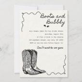 Laarzen en bubbelig vrijgezellenfeest kaart (Voorkant)