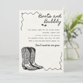 Laarzen en bubbelig vrijgezellenfeest kaart (Staand voorkant)