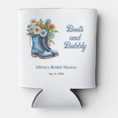 Laarzen en bubbels Blauw Westers Bruiloftsfeest Blikjeskoeler (Voorkant)