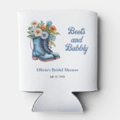 Laarzen en bubbels Blauw Westers Bruiloftsfeest Blikjeskoeler (Achterkant)