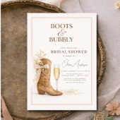Laarzen en bubbels bloemensjerp bruidsdouche kaart