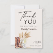 Laarzen en bubbels Boho bruidsdouche dank je wel Bedankkaart (Voorkant)