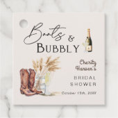 Laarzen en bubbels Boho Pampagras Bruidsdouche Bedankjes Labels (Voorkant)