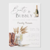 Laarzen en bubbels Boho Pampas Gras Bruidsdiner Vellum Uitnodigingen (Voorkant)