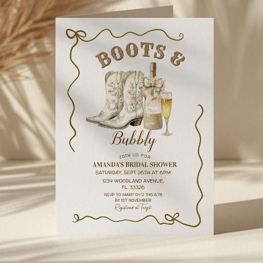 Laarzen en bubbels bruidsuitnodiging, kaart
