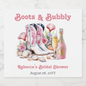 Laarzen en bubbels Bruiloftsfeestelijke kustcowgir Sparkling Wijnetiket (Enkel label)