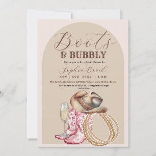 Laarzen en bubbels Bruine Westerse Bruiloftsdouche Kaart
