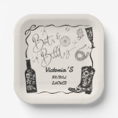 Laarzen en bubbels champagne western bruidsdouche papieren bordje (Voorkant)