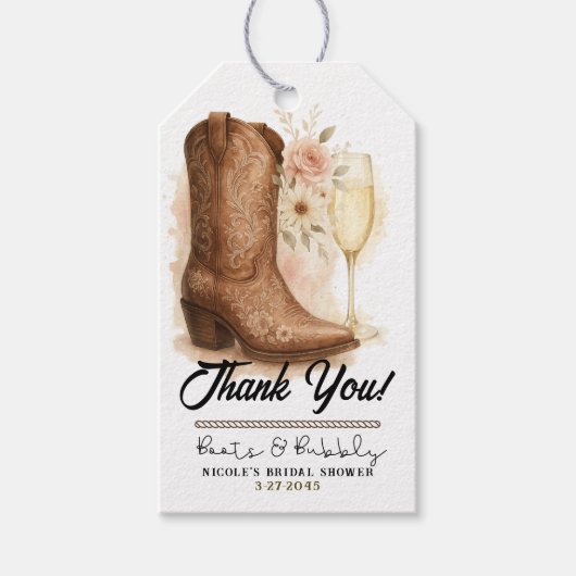 Laarzen en bubbels Country Western Laars Bruidsfee Cadeaulabel (Voorkant)