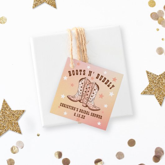 Laarzen en bubbels Cowboylaarzen Bruiloftsshowers Bedankjes Labels