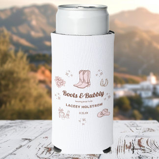 Laarzen en bubbels Cowgirl Bruiloftsfeest Favor Seltzer Blikjeskoeler