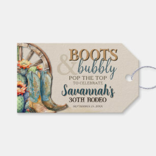 Laarzen en bubbels Landelijke cowgirl westerse fee Cadeaulabel