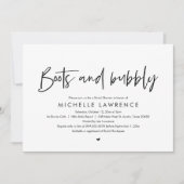 Laarzen en bubbels, moderne casual bruidsdouche ui kaart (Voorkant)