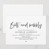 Laarzen en bubbels, moderne casual bruidsdouche ui kaart (Voorkant / Achterkant)