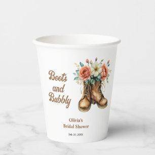 Laarzen en bubbels Rustic Western Bruiloftsborrel  Papieren Bekers