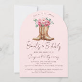 Laarzen en bubbels rustieke roze bloem bruiloft fe kaart (Voorkant)