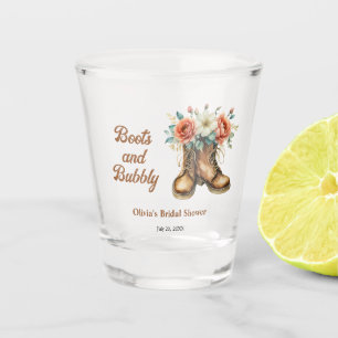 Laarzen en bubbels rustieke westerse bruidsdouche  shot glas