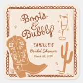 Laarzen en bubbels Westelijk Handgetekend Vierkante Sticker (Voorkant)