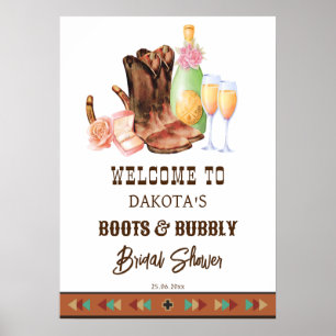 Laarzen en bubbels western cowgirl brunch welkom  poster