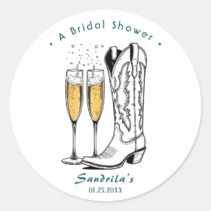 Laarzen en bubbels Westers Handgetekend Ronde Sticker