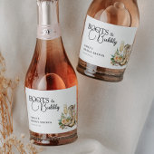 Laarzen en bubbels Westerse Bruidsborrel Sparkling Wijnetiket