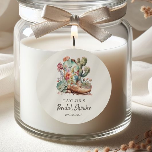 Laarzen en Bubbels Westerse Bruidsdouche Ronde Sticker