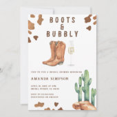 Laarzen en bubbels Westerse Rodeo Bruidsdouche Kaart (Voorkant)