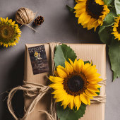 Laarzen en bubbels Zonnebloemen Bruidsdouche  Cadeaulabel