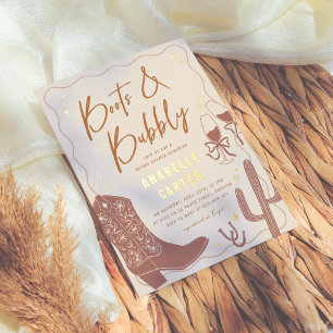 Laarzen en Bubble Vrijgezellenfeest Folie Uitnodiging