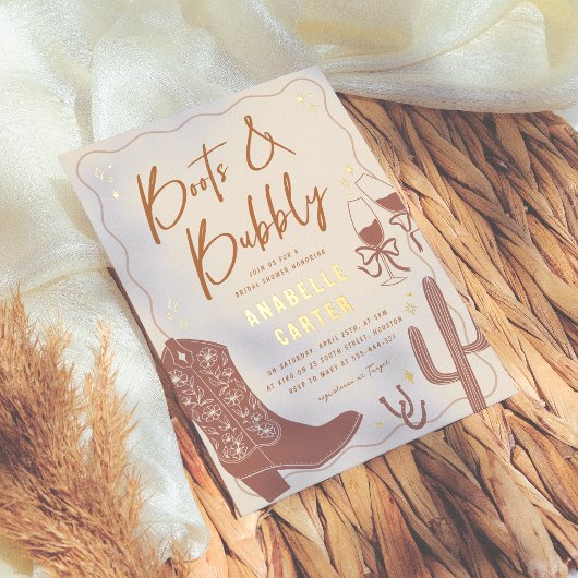 Laarzen en Bubble Vrijgezellenfeest Folie Uitnodiging